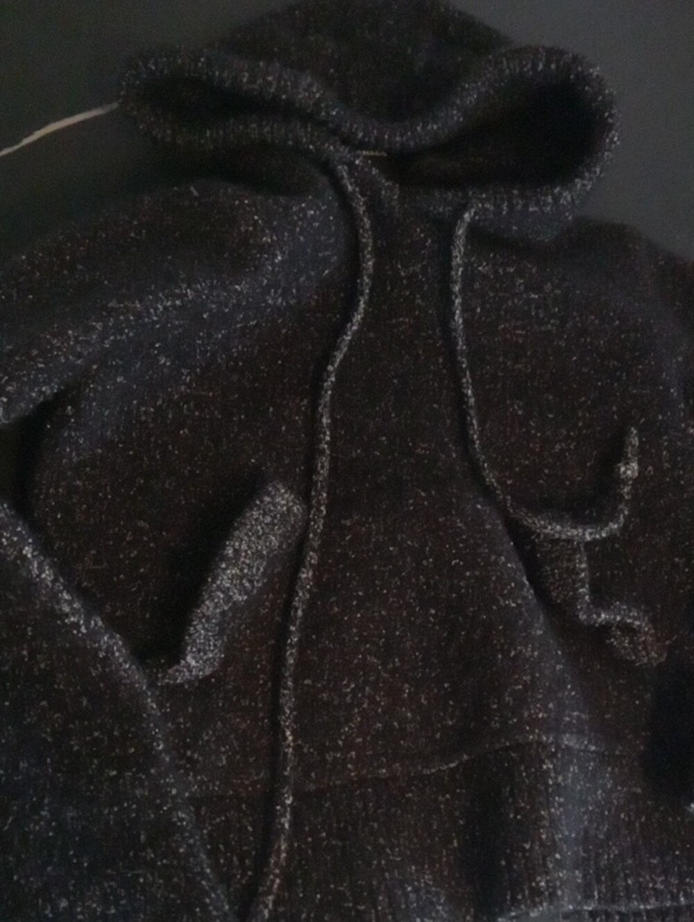 Club Monaco Black Wool/Cotton Knit Hoodie